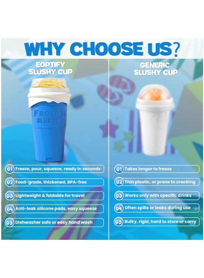 Eoptify أكواب السلاش، صانعي السموذي المجمد السريع السحري، كوب السلاش المنزلي، أكواب صانعة السلاش المحمولة للعصائر، الحليب والآيس كريم، كوب سيليكا مزدوج الطبقة مع أغطية وقشة - Image 5